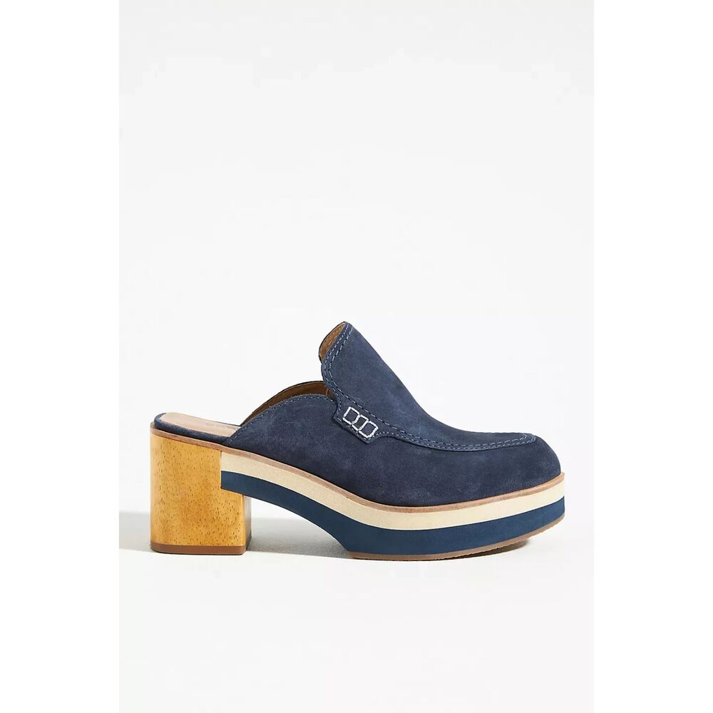 Anthropologie Bernardo Sophia Clogs size 9 Navy Suede